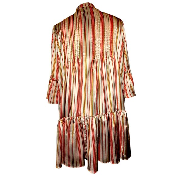 Area Stars Thin Stripe Short Boho Classy Dress in Beige Red Cream Background S - Picture 6 of 6